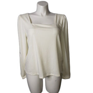 Banana Republic Long Sleeve Square Neck Dressy Ivory White Blouse Size XL NEW